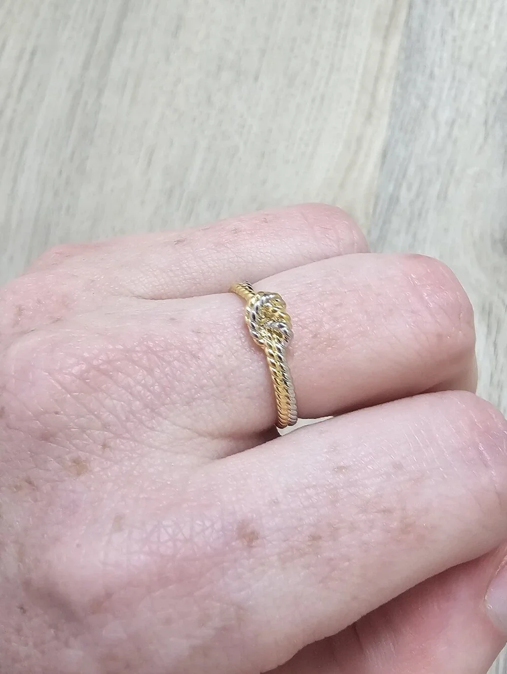Dainty Two Tone Knotted Rope Ring